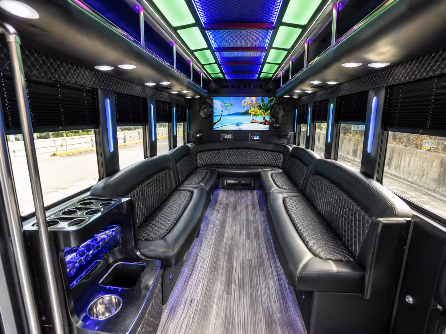 chula vista 18 passenger party bus inside